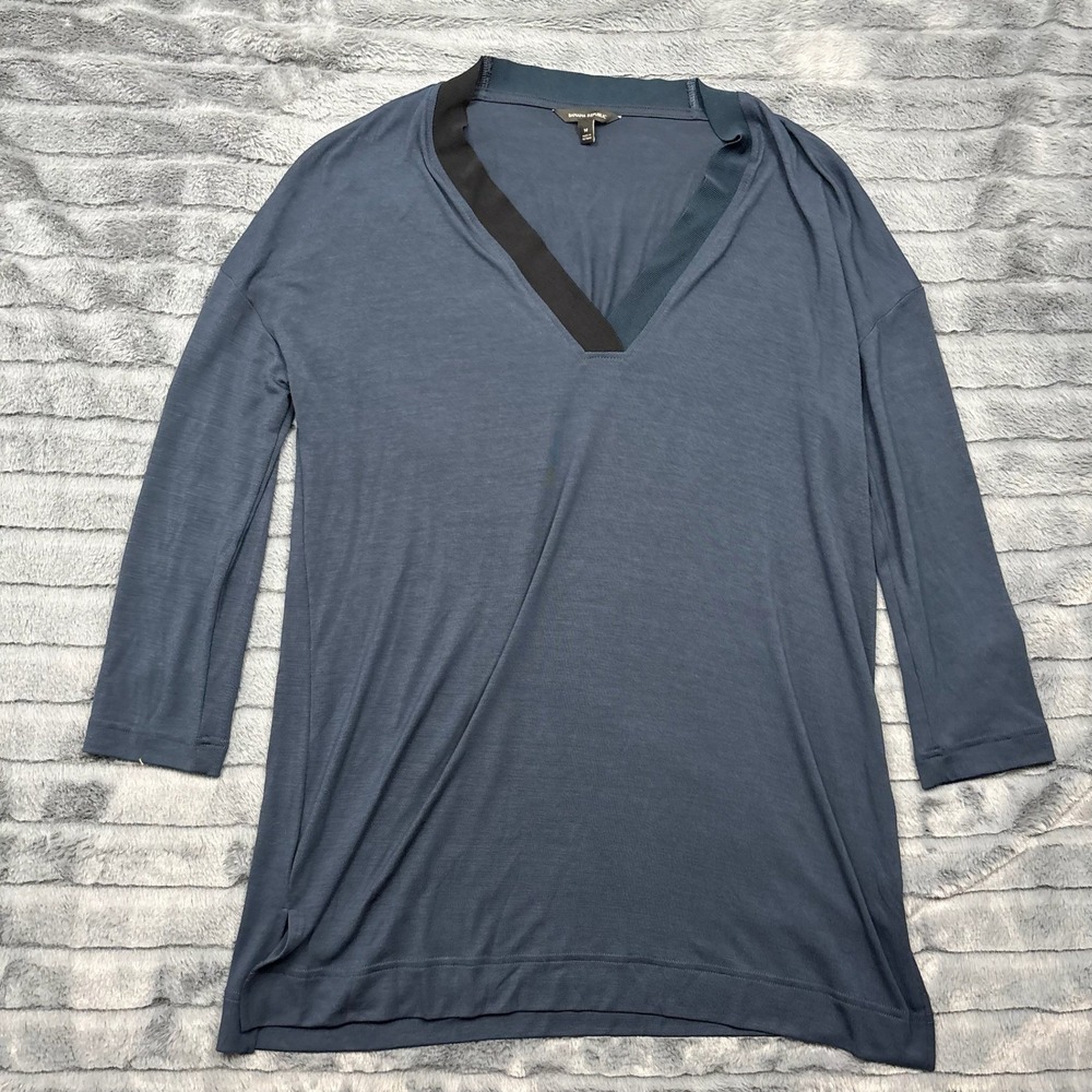 Banana Republic Womens Blue Gray V-Neck Modal Blend Tunic Top Size M 8796
